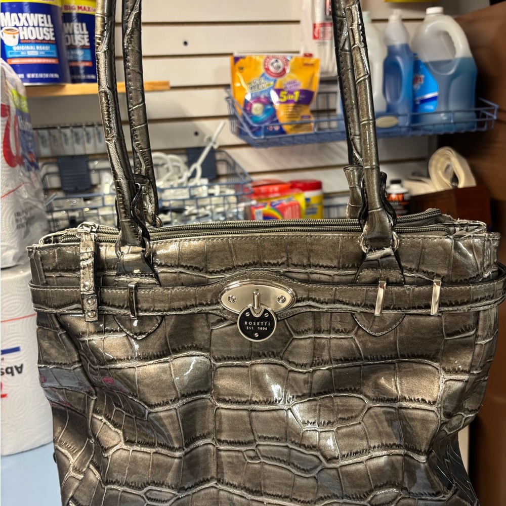 Rosetti Grey Crocodile-Embossed Tote Bag